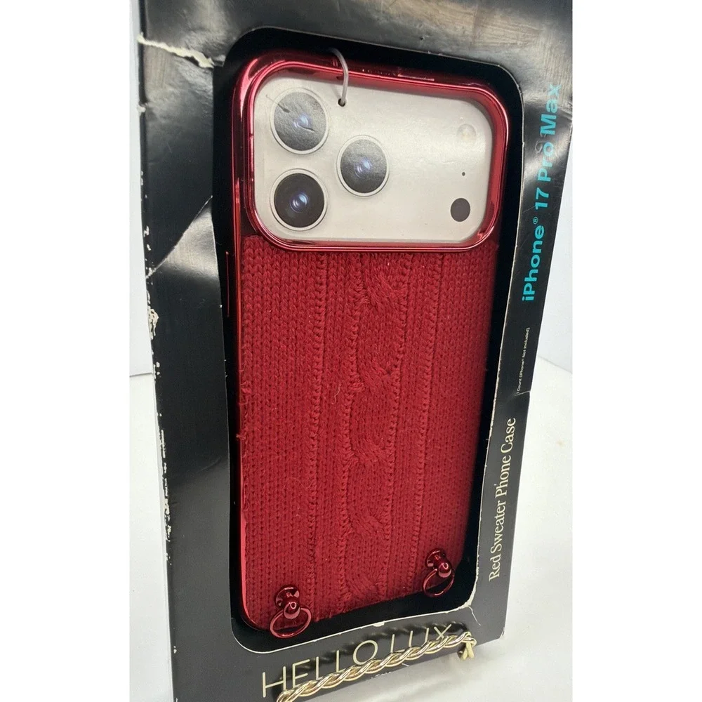 iPhone 17 Pro Max Red Sweater Phone Case Hello Lux NEW